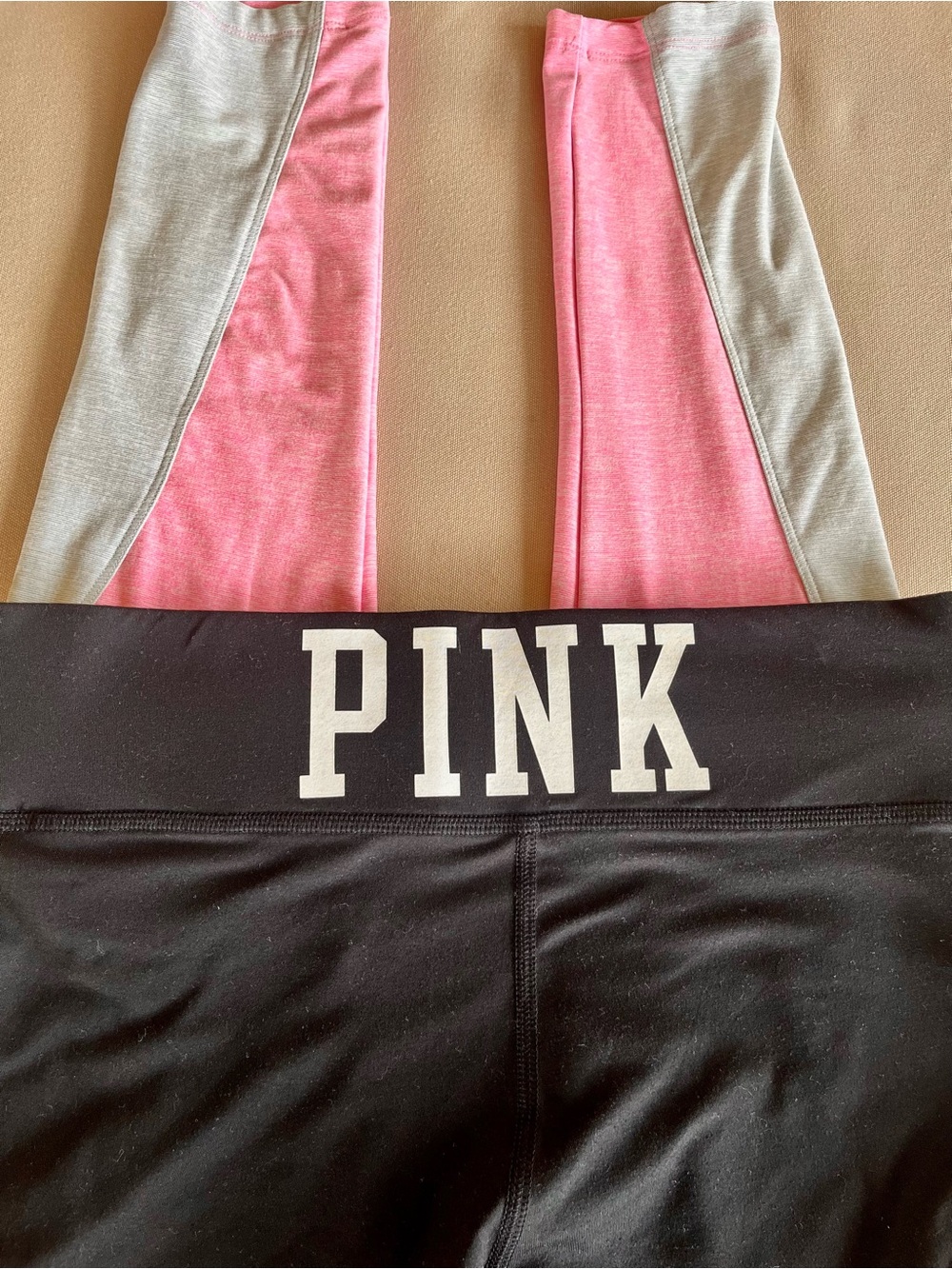 Victoria's Secret PINK Black Pink Gray Colorblock Yoga Leggings | Size M
